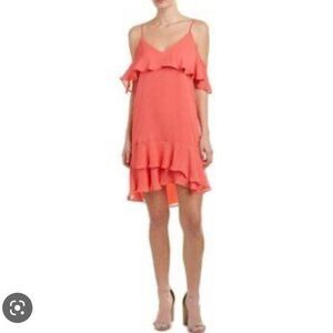 Parker nwt apricot ruffled shoulder dress size xs
